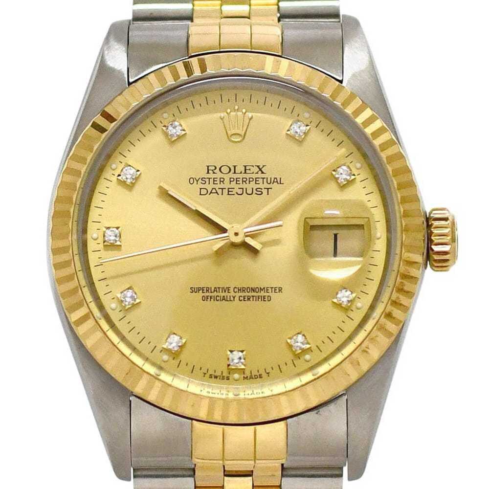 Rolex Datejust Gold Silver Watch 16013G Men's 10P Diamond 750 Stainless Steel...